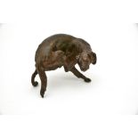 Victor Chemin (1825-1901). After.Spaniel scratching itselfBronze sculpture with brown-shaded patina.