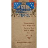 Anto Carte (1886-1945)Menu, 1916Watercolour on paper. Monogrammed.Framed 20.5 x 11 cm