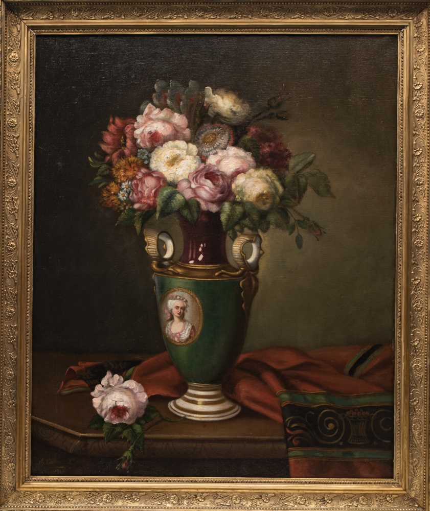 John Moreau (19th century)Still-life of a vase of flowers, 1885Oil on canvas. Signed and dated at - Image 2 of 3