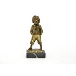 20th century workIt's meBronze sculpture with golden patina depicting a young boy Titled. Marble