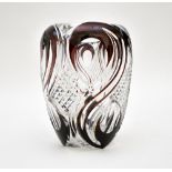 Val Saint LambertOvoid vase, ca. 1950Clear and plum-coloured crystal. Signed under the base. H: 25