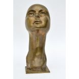 Charles Delporte (1928-2012) Female bustBronze sculpture with golden patina. Signed and numbered