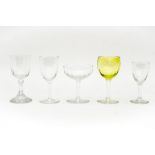 Jugendstil workPart of a setClear and coloured crystal, comprising: 10 yellow water glasses, 10