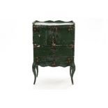 Italy, 18th centuryCommode-vanityPainted wood with red and yellow floral décor on a green ground.