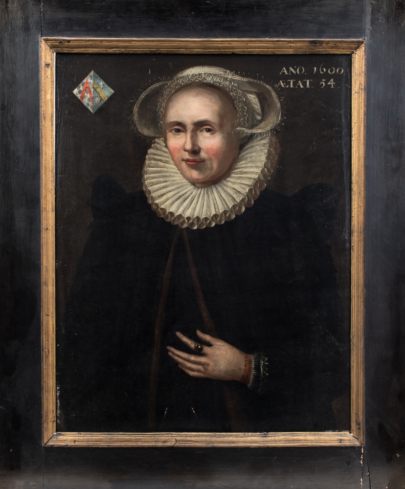 Dutch school, ca. 1600Portrait of a ladyOil on panel. In a wood frame. 62 x 48 cm - Image 2 of 2
