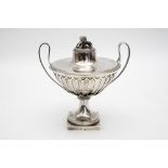 French work, Empire eraCandy dishSilver with its lid reading 'ML', decorated with strawberries.