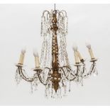 Pair of chandeliersGiltwood with eight arms. H: 70 cm