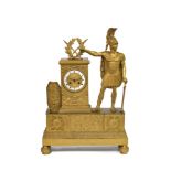 Early 19th century workTelemachusLarge bronze pillar clock with golden patina, very detailed