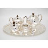 WOLFERS FrèresArt Deco tea and coffee setSilver, comprises a tray, a teapot, a coffee pot, a sugar