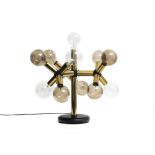 Trix (1933) and Robert Haussmann (1931)Atomic lamp, ca. 1965Table lamp with 13 bulbs, bronze