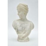 Gugliemo Pugi (1850-1915)Bust of a young ladyAlabaster sculpture. Signed on the back. 44 x 28 x 16