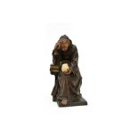 Friedrich Goldscheider (1845-1897)Saint Francis meditatingTerracotta sculpture with multi-coloured