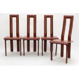 Antonella Mosca & YCAMISet of seven Regia chairs, ca. 1981Brick-red leather with saddle stitching.
