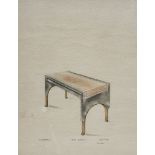 Eugene Printz (1879-1948)Study of a desk, ca 1935Pencil and watercolour on paper. Signed and