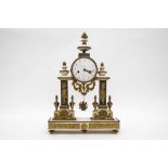 Late 18th century eraLouis XVI portico clockWhite and grey marble, with gilt bronze décor of urns