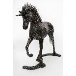 Olivier de Schrijver (Born in 1958)UnicornSculpture made of welded aluminium plaquettes and powder-