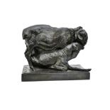 Albéric Collin (1886-1962)Billy and nanny goatBronze sculpture with black patina. Signed on the