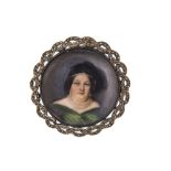 Robert Theer (1808-1863)Portrait of a womanMiniature on ivory in a silver brooch-pendant. Signed "R.