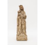 Madonna and childStone sculpture. 46 x 14 x 11 cm