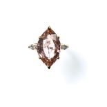 Orange tourmaline ring 8.33 ct 18 kt rose gold, set with an 8.33 ct marquise-cut orange tourmaline,