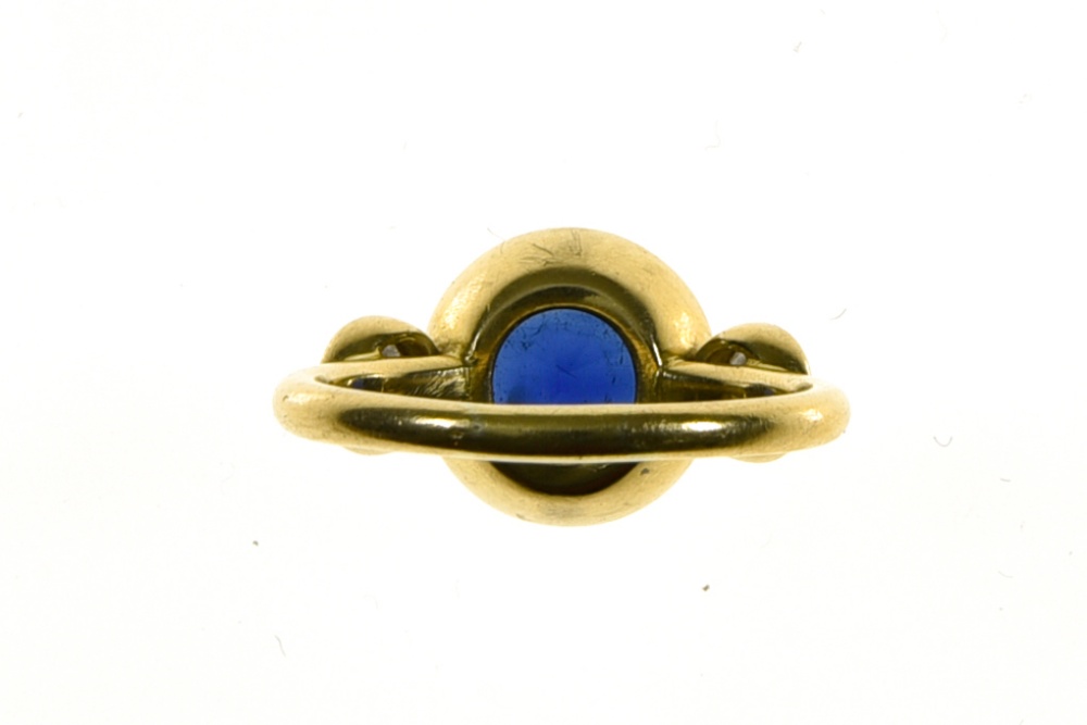 Frohmann Frères Sapphire ring 3.23 ct 18 kt yellow gold, set with a round 3.23 ct blue sapphire, - Image 4 of 5