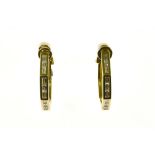 Leo Pizzo Pair of octagonal hoop earrings 18 kt yellow gold, each set with diamond baguettes on 3 of