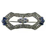 Art Deco plaque brooch Platinum, set with a +/- 0.50 ct old-cut diamond in the centre, surrounded