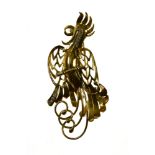 Parrot brooch 18 kt yellow gold, set with 11 small brilliants. 1950's work. Hallmark: none. Dim: 6.