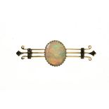 August L. Brunkhorst Linear Art Nouveau brooch 18 kt rose gold, composed of 3 horizontal rows, set