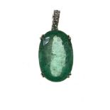 Emerald pendant 9.4 ct 18 kt white gold, set with a 9.4 ct oval emerald (IGI certificate n°