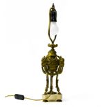 Louis XVI style work Table lamp, Bronze with golden patina and white marble. Decorated with rams'