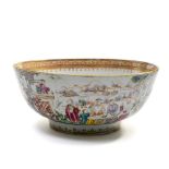China, 18th century Large flared bowl, Porcelain, with Famille Rose enamelled dŽcor of a banquet,