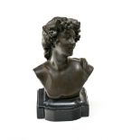 Jef LAMBEAUX (1852-1908), d'aprs Bust of a female faun, Babbitt metal with bronze patina, black