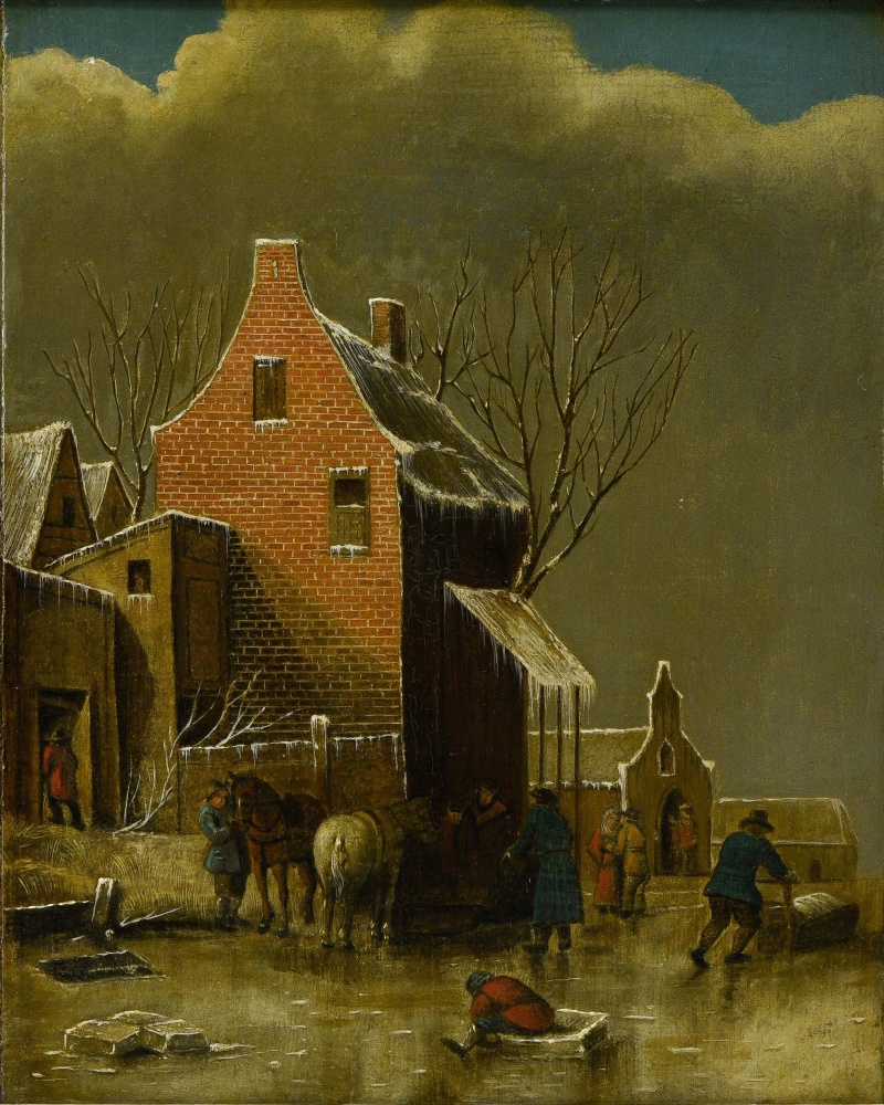17th century Dutch school. Klaes MOLENAER (ca. 1630-1676), His circle. Animated winter landscape,