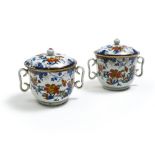Paris, 19th century Pair of covered pots, Porcelain, in imitation of Chinese porcelain. Floral