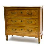 19th century work Commode, Lemonwood, lemonwood veneer and ebony inlays, with three drawers. Height