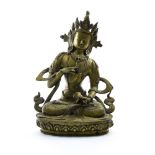 China or Nepal Large Bodhisattva, Brass, seated on a simple row of lotuses. Height (cm) : 31 -