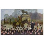Victor VANDENBERGHE (20th century Belgian school) Military parade in the Parc Royal of Brussels,