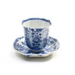 China, 18th or 19th, century Teacup and saucer, Bevelled teacup with matching saucer, blue and
