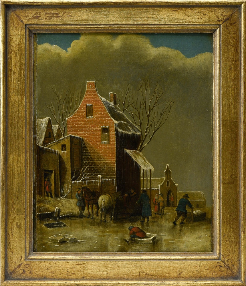 17th century Dutch school. Klaes MOLENAER (ca. 1630-1676), His circle. Animated winter landscape, - Image 2 of 3