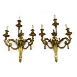 Louis XVI style work Large pair of sconces, Bronze, decorated with rams' heads and garlands, based