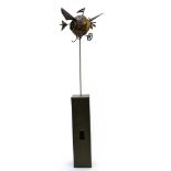 Contemporary Belgian school The flying machine, Bronze and iron sculpture. Height (cm) : 180 - - -