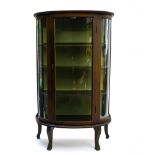 20th century work Collector's showcase, Mahogany and domed glass. Height (cm) : 151 - Width (cm) :