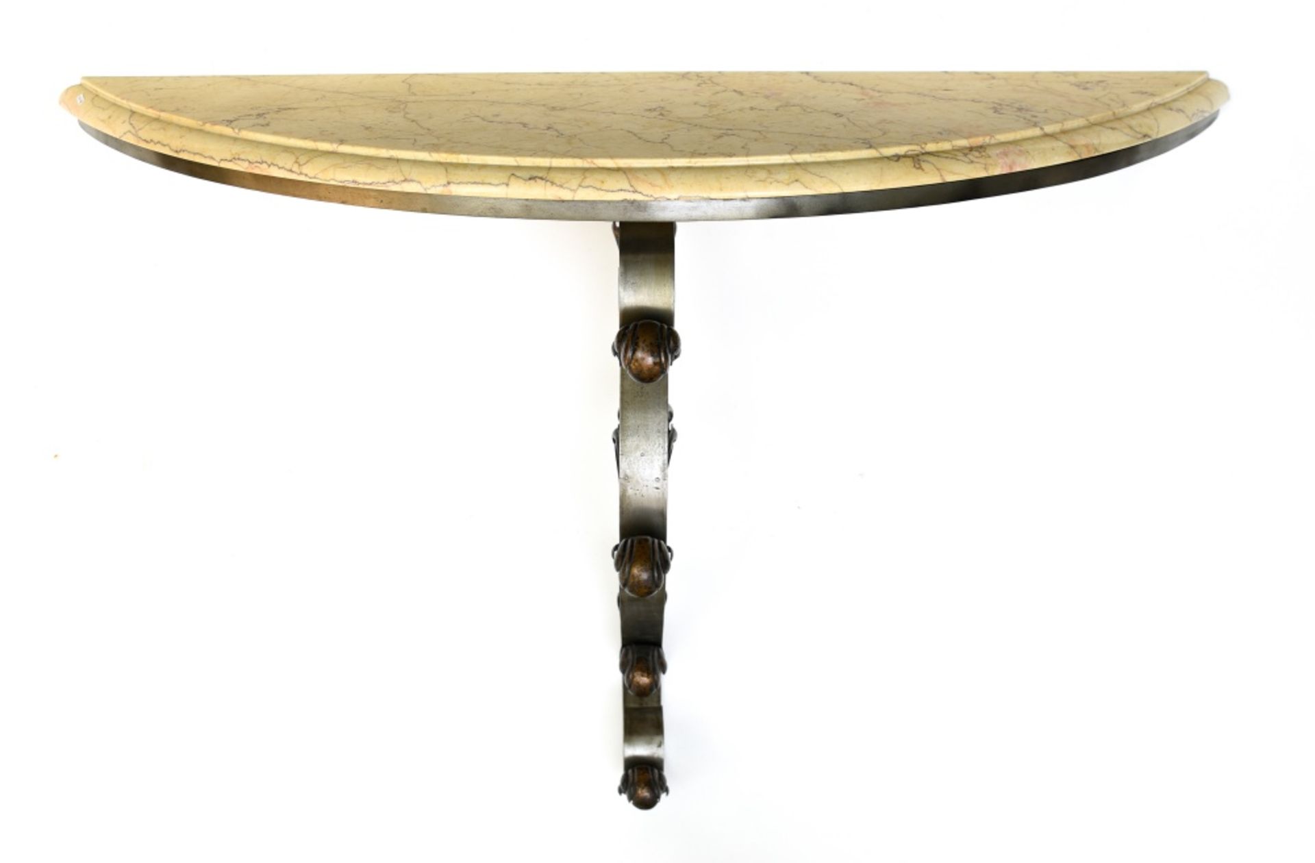 20th century work Console with its mirror, Cast iron, metal, wood, stuccoed wood, and silvery- - Image 2 of 2