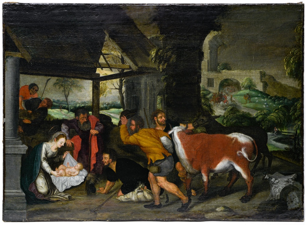 XVIIth School, after Giovanni BRITTO (Circa 1530 - 1550) Nativity,