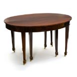 Louis Philippe style work Oval dining table, Mahogany and gilt brass. Height (cm) : 78 - Width (cm)