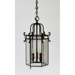 Regency-style work Lantern, Bronze and facetted glass. A tiny chip on one corner and some balls