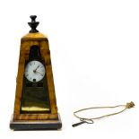 Table clock, Oak, black-stained wood and gilt bronze. Enamelled dial with Roman numerals. Height (