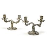 AndrŽ AUCOC Pair of candelabras, Louis XV-style silver, with two arms. Signed 'A. Aucoc,