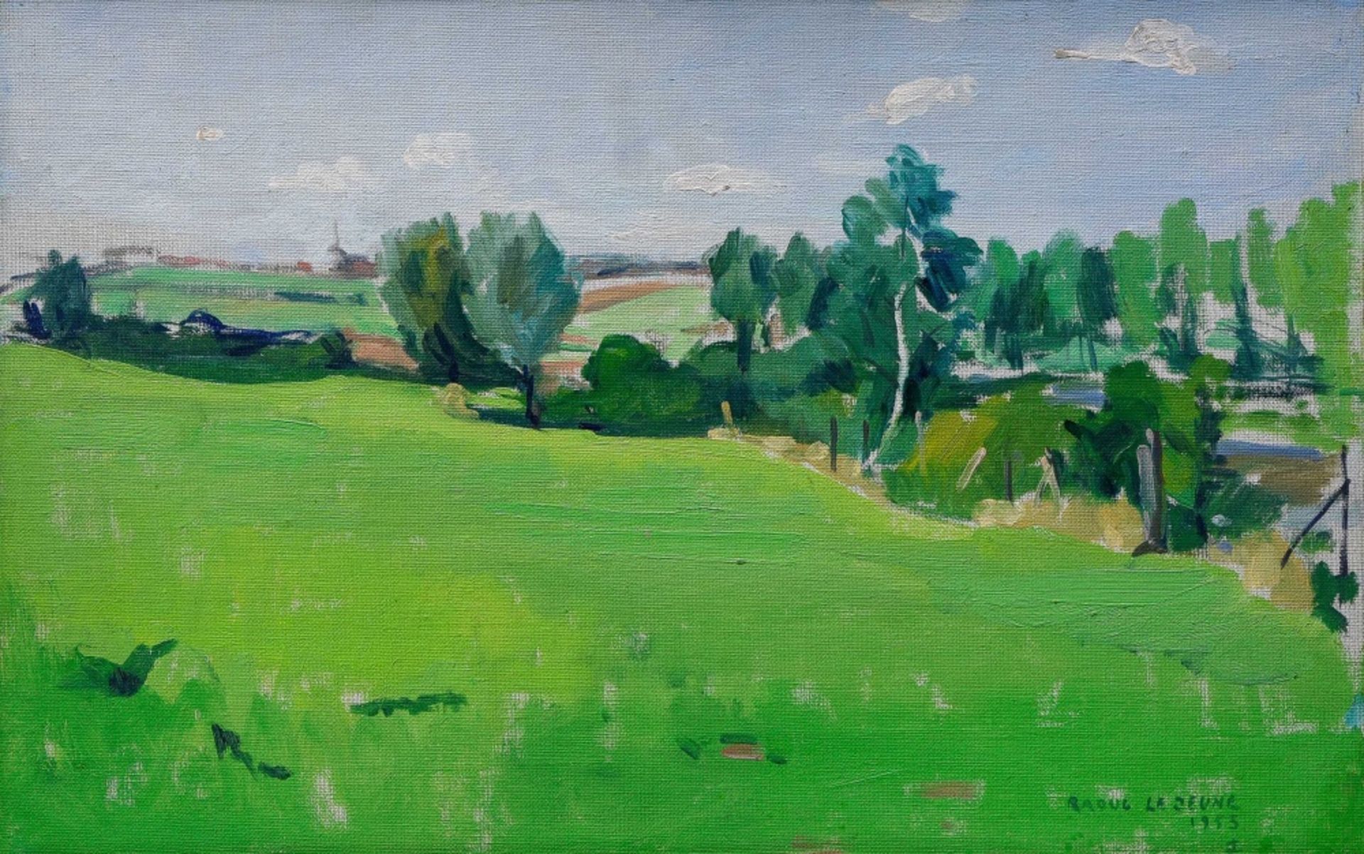 RAOUL LEJEUNE (1903-1987) Sauvagemont, 1953, Oil on panel, signed and dated at lower right Framed